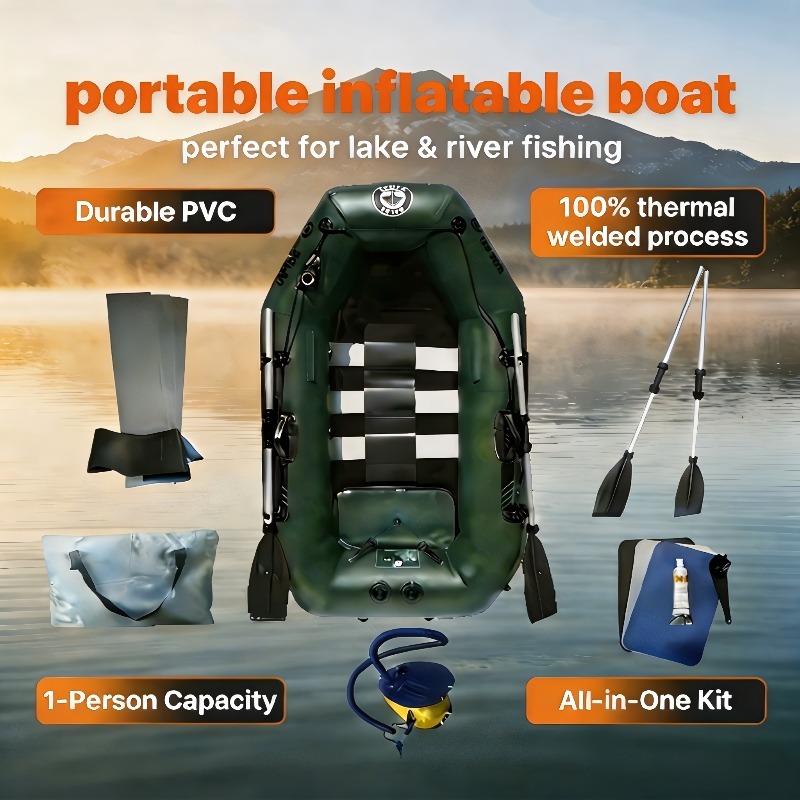 قارب صيد لشخص واحد، كاياك قابل - مراجعة Fishing Kayak Inflatable وسعره
